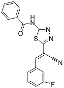 N-{5-[(E)-1-CYANO-2-(3-FLUOROPHENYL)VINYL]-1,3,4-THIADIAZOL-2-YL}BENZAMIDE Struktur