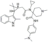 4-(N-CYCLOPROPYL-2-((1R,3S)-2,2-DIMETHYL-3-(2-METHYL-1H-INDOL-3-YL)CYCLOPROPYL)ACETAMIDO)-N-(4-(DIMETHYLAMINO)PHENYL)-1-METHYLPIPERIDINE-4-CARBOXAMIDE Struktur