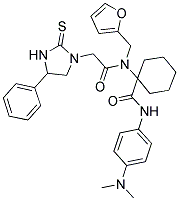 N-(4-(DIMETHYLAMINO)PHENYL)-1-(N-(FURAN-2-YLMETHYL)-2-(4-PHENYL-2-THIOXOIMIDAZOLIDIN-1-YL)ACETAMIDO)CYCLOHEXANECARBOXAMIDE Struktur