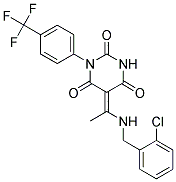 (5E)-5-{1-[(2-CHLOROBENZYL)AMINO]ETHYLIDENE}-1-[4-(TRIFLUOROMETHYL)PHENYL]PYRIMIDINE-2,4,6(1H,3H,5H)-TRIONE Struktur