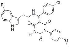 (E)-5-((4-CHLOROPHENYL)(2-(5-FLUORO-1H-INDOL-3-YL)ETHYLAMINO)METHYLENE)-1-(4-METHOXYPHENYL)PYRIMIDINE-2,4,6(1H,3H,5H)-TRIONE Struktur