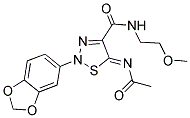 (5Z)-5-(ACETYLIMINO)-2-(1,3-BENZODIOXOL-5-YL)-N-(2-METHOXYETHYL)-2,5-DIHYDRO-1,2,3-THIADIAZOLE-4-CARBOXAMIDE Struktur