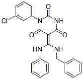 5-[(Z)-ANILINO(BENZYLAMINO)METHYLIDENE]-1-(3-CHLOROPHENYL)-2,4,6(1H,3H)-PYRIMIDINETRIONE Struktur