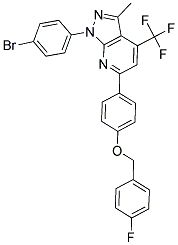 1-(4-BROMOPHENYL)-6-(4-(4-FLUOROBENZYLOXY)PHENYL)-3-METHYL-4-(TRIFLUOROMETHYL)-1H-PYRAZOLO[3,4-B]PYRIDINE Struktur