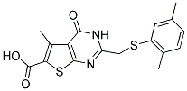 2-[[(2,5-DIMETHYLPHENYL)THIO]METHYL]-5-METHYL-4-OXO-3,4-DIHYDROTHIENO[2,3-D]PYRIMIDINE-6-CARBOXYLIC ACID Struktur