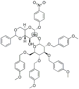 4-NITROPHENYL 2-O-(2',3',4',6'-TETRA-O-4-METHOXYBENZYL-ALPHA-D-GLUCOPYRANOSYL)-4,6-BENZYLIDENE-ALPHA-D-GLUCOPYRANOSIDE Struktur