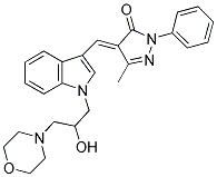 4-((E)-{1-[2-HYDROXY-3-(4-MORPHOLINYL)PROPYL]-1H-INDOL-3-YL}METHYLIDENE)-5-METHYL-2-PHENYL-2,4-DIHYDRO-3H-PYRAZOL-3-ONE Struktur