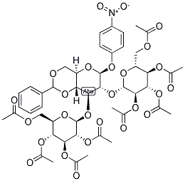 4-NITROPHENYL 4,6-BENZYLIDENE-2,3-DI-O-(2,3,4,6-TETRA-O-ACETYL-BETA-D-GLUCOPYRANOSYL)-BETA-D-GLUCOPYRANOSIDE Struktur