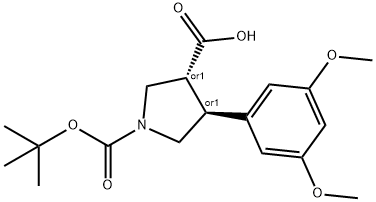 BOC-(TRANS)-4-(3,5-DIMETHOXY-PHENYL)-PYRROLIDINE-3-CARBOXYLIC ACID Struktur