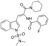 N-[(Z)-2-{1-[(DIMETHYLAMINO)SULFONYL]-1H-INDOL-3-YL}-1-(1-PIPERIDINYLCARBONYL)ETHENYL]-2-FLUOROBENZAMIDE Struktur