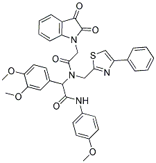 2-(3,4-DIMETHOXYPHENYL)-2-(2-(2,3-DIOXOINDOLIN-1-YL)-N-((4-PHENYLTHIAZOL-2-YL)METHYL)ACETAMIDO)-N-(4-METHOXYPHENYL)ACETAMIDE Struktur