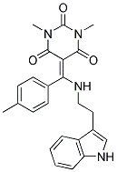 5-[{[2-(1H-INDOL-3-YL)ETHYL]AMINO}(4-METHYLPHENYL)METHYLENE]-1,3-DIMETHYL-2,4,6(1H,3H,5H)-PYRIMIDINETRIONE Struktur