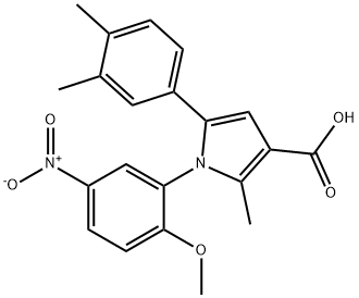 5-(3,4-DIMETHYL-PHENYL)-1-(2-METHOXY-5-NITRO-PHENYL)-2-METHYL-1H-PYRROLE-3-CARBOXYLIC ACID Struktur