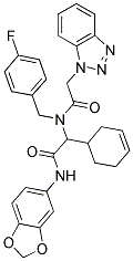 2-(2-(1H-BENZO[D][1,2,3]TRIAZOL-1-YL)-N-(4-FLUOROBENZYL)ACETAMIDO)-N-(BENZO[D][1,3]DIOXOL-5-YL)-2-(CYCLOHEX-3-ENYL)ACETAMIDE Struktur