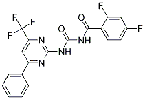 2,4-DIFLUORO-N-({[4-PHENYL-6-(TRIFLUOROMETHYL)PYRIMIDIN-2-YL]AMINO}CARBONYL)BENZAMIDE Struktur