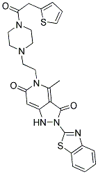 2-(BENZO[D]THIAZOL-2-YL)-4-METHYL-5-(2-(4-(2-(THIOPHEN-2-YL)ACETYL)PIPERAZIN-1-YL)ETHYL)-1,2-DIHYDRO-5H-PYRAZOLO[4,3-C]PYRIDINE-3,6-DIONE Struktur