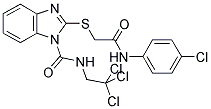 2-[(4-CHLOROPHENYL)CARBAMOYLMETHYLTHIO)]-1H-BENZO-[D]IMIDAZOL-1-YL-(2,2,2-TRICHLOROETHYL)FORMAMIDE Struktur