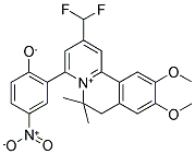 2-[2-(DIFLUOROMETHYL)-9,10-DIMETHOXY-6,6-DIMETHYL-6H,7H-PYRIDO[2,1-A]ISOQUINOLINIUM-4-YL]-4-NITROBENZENOLATE Struktur