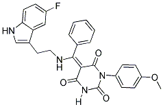 5-[(E)-{[2-(5-FLUORO-1H-INDOL-3-YL)ETHYL]AMINO}(PHENYL)METHYLIDENE]-1-(4-METHOXYPHENYL)-2,4,6(1H,3H,5H)-PYRIMIDINETRIONE Struktur