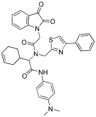 2-(CYCLOHEX-3-ENYL)-N-(4-(DIMETHYLAMINO)PHENYL)-2-(2-(2,3-DIOXOINDOLIN-1-YL)-N-((4-PHENYLTHIAZOL-2-YL)METHYL)ACETAMIDO)ACETAMIDE Struktur