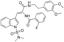 (Z)-N-(3-(3,4-DIMETHOXYPHENETHYLAMINO)-1-(1-(N,N-DIMETHYLSULFAMOYL)-1H-INDOL-3-YL)-3-OXOPROP-1-EN-2-YL)-2-FLUOROBENZAMIDE Struktur