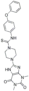 N-(4-PHENOXYPHENYL)-4-(1,3-DIMETHYL-2,6-DIOXO-2,3,6,7-TETRAHYDRO-1H-PURIN-8-YL)PIPERAZINE-1-CARBOTHIOAMIDE Struktur