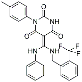 5-((Z)-ANILINO{[2-(TRIFLUOROMETHYL)BENZYL]AMINO}METHYLIDENE)-1-(4-METHYLPHENYL)-2,4,6(1H,3H)-PYRIMIDINETRIONE Struktur