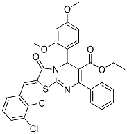 (Z)-ETHYL 2-(2,3-DICHLOROBENZYLIDENE)-5-(2,4-DIMETHOXYPHENYL)-3-OXO-7-PHENYL-3,5-DIHYDRO-2H-THIAZOLO[3,2-A]PYRIMIDINE-6-CARBOXYLATE Struktur