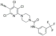 4-(3,4,6-TRICHLORO-5-CYANOPYRIDIN-2-YL)-N-[3-(TRIFLUOROMETHYL)PHENYL]PIPERAZINE-1-CARBOXAMIDE Struktur