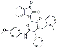 2-(2,3-DIOXOINDOLIN-1-YL)-N-(2-(4-METHOXYPHENYLAMINO)-2-OXO-1-PHENYLETHYL)-N-(2-METHYLBENZYL)ACETAMIDE Struktur