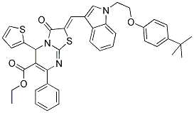 (Z)-ETHYL 2-((1-(2-(4-TERT-BUTYLPHENOXY)ETHYL)-1H-INDOL-3-YL)METHYLENE)-3-OXO-7-PHENYL-5-(THIOPHEN-2-YL)-3,5-DIHYDRO-2H-THIAZOLO[3,2-A]PYRIMIDINE-6-CARBOXYLATE Struktur