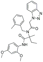 2-(2-(1H-BENZO[D][1,2,3]TRIAZOL-1-YL)-N-(2-METHYLBENZYL)ACETAMIDO)-N-(2,4-DIMETHOXYPHENYL)-2-METHYLBUTANAMIDE Struktur