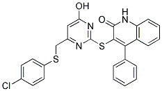 3-(4-((4-CHLOROPHENYLTHIO)METHYL)-6-HYDROXYPYRIMIDIN-2-YLTHIO)-4-PHENYLQUINOLIN-2(1H)-ONE Struktur