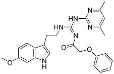 (E)-N-((4,6-DIMETHYLPYRIMIDIN-2-YLAMINO)(2-(6-METHOXY-1H-INDOL-3-YL)ETHYLAMINO)METHYLENE)-2-PHENOXYACETAMIDE Struktur