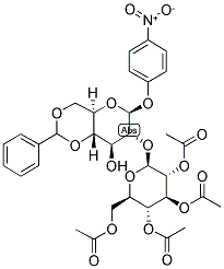 4-NITROPHENYL 4,6-O-BENZYLIDENE-2-O-(2,3,4,6-TETRA-O-ACETYL-BETA-D-GLUCOPYRANOSYL)-BETA-D-GLUCOPYRANOSIDE Struktur