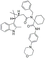 1-(N-BENZYL-2-((1R,3S)-2,2-DIMETHYL-3-(2-METHYL-1H-INDOL-3-YL)CYCLOPROPYL)ACETAMIDO)-N-(4-MORPHOLINOPHENYL)CYCLOHEXANECARBOXAMIDE Struktur