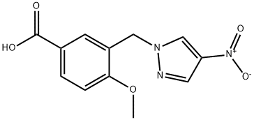 4-METHOXY-3-(4-NITRO-PYRAZOL-1-YLMETHYL)-BENZOIC ACID Struktur