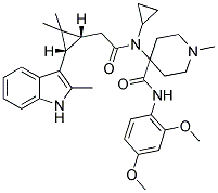 4-(N-CYCLOPROPYL-2-((1R,3S)-2,2-DIMETHYL-3-(2-METHYL-1H-INDOL-3-YL)CYCLOPROPYL)ACETAMIDO)-N-(2,4-DIMETHOXYPHENYL)-1-METHYLPIPERIDINE-4-CARBOXAMIDE Struktur