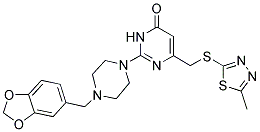 2-[4-(1,3-BENZODIOXOL-5-YLMETHYL)-1-PIPERAZINYL]-6-{[(5-METHYL-1,3,4-THIADIAZOL-2-YL)SULFANYL]METHYL}-4(3H)-PYRIMIDINONE Struktur