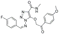 1-{[(1Z)-(4-FLUOROPHENYL)METHYLENE]AMINO}-5-[2-(4-METHOXYPHENYL)-2-OXOETHOXY]-N-METHYL-1H-1,2,3-TRIAZOLE-4-CARBOXAMIDE Struktur