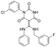 5-{(Z)-ANILINO[(3-FLUOROBENZYL)AMINO]METHYLIDENE}-1-(3-CHLOROPHENYL)-2,4,6(1H,3H)-PYRIMIDINETRIONE Struktur