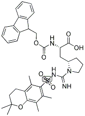 (2S,4S)-N-ALPHA-(9-FLUORENYLMETHYLOXYCARBONYL)-N'-(2,2,5,7,8-PENTAMETHYLCHROMAN-6-SULFONYL-AMIDINO)-2-PYRROLIDINYLALANINE Struktur