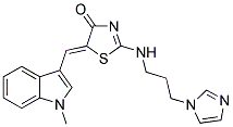 (5Z)-2-{[3-(1H-IMIDAZOL-1-YL)PROPYL]AMINO}-5-[(1-METHYL-1H-INDOL-3-YL)METHYLENE]-1,3-THIAZOL-4(5H)-ONE Struktur