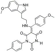 (Z)-5-((2-(5-METHOXY-1H-INDOL-3-YL)ETHYLAMINO)(4-METHOXYPHENYL)METHYLENE)-1-P-TOLYLPYRIMIDINE-2,4,6(1H,3H,5H)-TRIONE Struktur