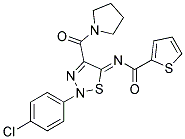 N-[(5Z)-2-(4-CHLOROPHENYL)-4-(PYRROLIDIN-1-YLCARBONYL)-1,2,3-THIADIAZOL-5(2H)-YLIDENE]THIOPHENE-2-CARBOXAMIDE Struktur