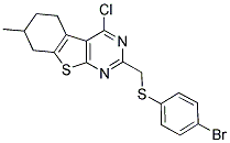 2-([(4-BROMOPHENYL)THIO]METHYL)-4-CHLORO-7-METHYL-5,6,7,8-TETRAHYDRO[1]BENZOTHIENO[2,3-D]PYRIMIDINE Struktur