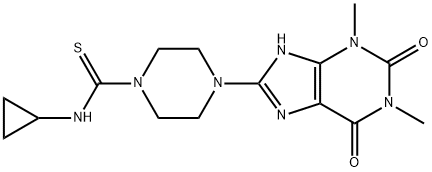 N-CYCLOPROPYL-4-(1,3-DIMETHYL-2,6-DIOXO-2,3,6,7-TETRAHYDRO-1H-PURIN-8-YL)PIPERAZINE-1-CARBOTHIOAMIDE Struktur