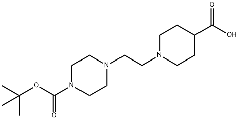 1-(2-[4-(TERT-BUTOXYCARBONYL)PIPERAZINO]ETHYL)-4-PIPERIDINECARBOXYLIC ACID Struktur