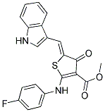 METHYL (5Z)-2-[(4-FLUOROPHENYL)AMINO]-5-(1H-INDOL-3-YLMETHYLENE)-4-OXO-4,5-DIHYDROTHIOPHENE-3-CARBOXYLATE Struktur