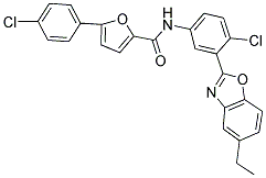 N-(4-CHLORO-3-(5-ETHYLBENZO[D]OXAZOL-2-YL)PHENYL)-5-(4-CHLOROPHENYL)FURAN-2-CARBOXAMIDE Struktur